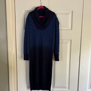 Tommy Hilfiger Navy and Blue Striped Dress